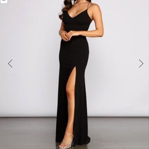 Lace up back formal prom dress